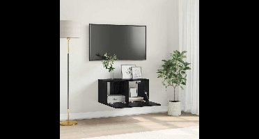 Tv-meubelset Wandgemonteerd Zwart 60 x 30 x 30 cm Bewerkt hout