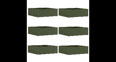 Tuinrand 6 pcs Olijf Groen 40 x 40 x 13 cm Staal