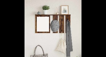 Wandgemonteerde kapstok met plank Gerookt eiken 85 x 10 x 45 cm