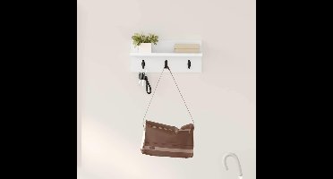 Wandgemonteerde kapstok Wit 40 x 10,5 x 18 cm Bewerkt hout