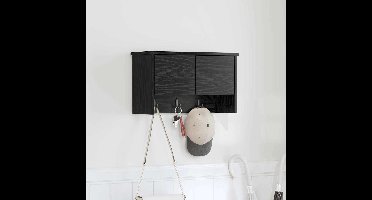 Wandgemonteerde kapstok met plank Zwart Eiken 50 x 20 x 30 cm