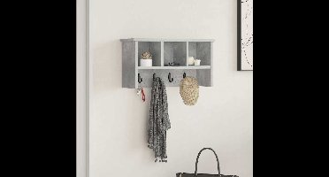 Wandgemonteerde kapstok met plank Beton Grijs 50 x 16 x 26 cm