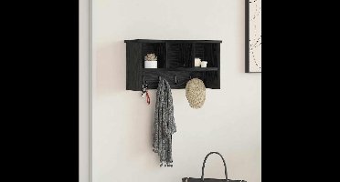 Wandgemonteerde kapstok met plank Zwart Eiken 50 x 16 x 26 cm