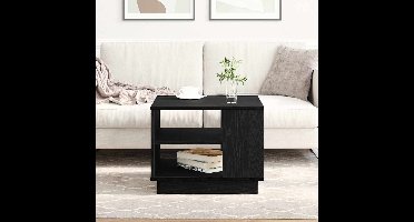 Salontafel Zwart Eiken 55 x 55 x 42 cm Bewerkt hout