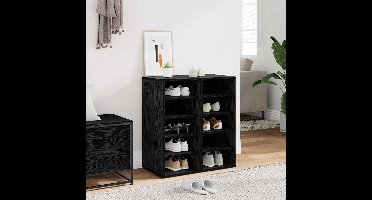 Schoenenkast 2 pcs Zwart Eiken 32 x 35 x 70 cm Bewerkt hout