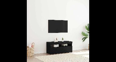 TV-kast Zwart Eiken 90 x 35 x 40 cm Bewerkt hout
