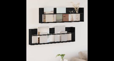 Tijdschrift Rek 2 pcs Zwart Eiken 100 x 12 x 30 cm Bewerkt hout