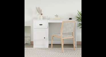 Bureau met lade 115x50x75 cm bewerkt hout hoogglans wit