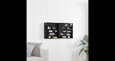 Vitrinekast Zwart Eiken 100 x 8,5 x 50 cm Bewerkt hout