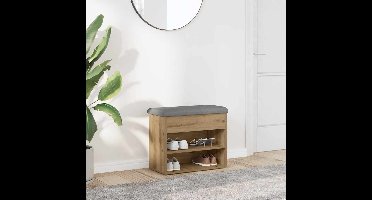 Schoenenbank 62x32x50 cm bewerkt hout artisanaal eikenkleur