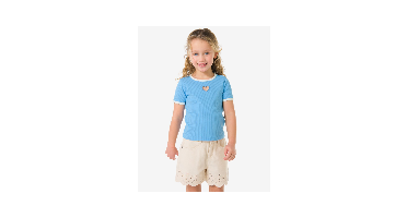 HEMA Kinder T-shirt rib hartjes lichtblauw (lichtblauw)