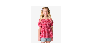 HEMA Kinderblouse hartjes ruiten roze (roze)