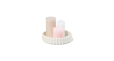 HEMA Kaarsonderzetter ⌀20cm keramiek ribbel wit (wit)