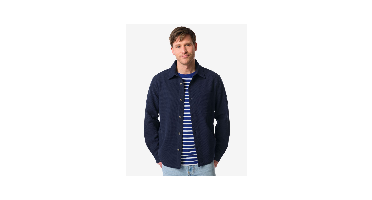 HEMA Herenoverhemd Stef wafel middenblauw (middenblauw)