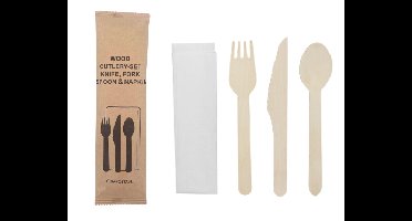 Bestekset Hout 4-delig - 16cm - 12 setjes