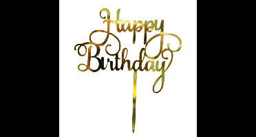 Cake Topper'Happy Birthday'Goud