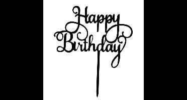 Cake Topper'Happy Birthday'Zwart