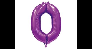 Folieballon Cijfer 0 - Satijn Paars - 86cm