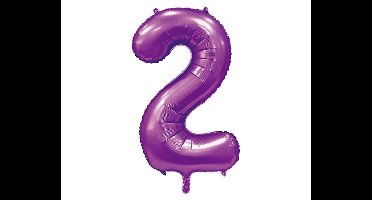 Folieballon Cijfer 2 - Satijn Paars - 86cm
