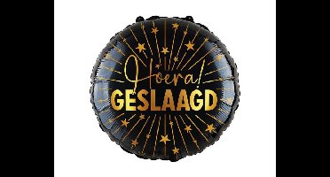 Folieballon Hoera Geslaagd Zwart&Goud - 45cm