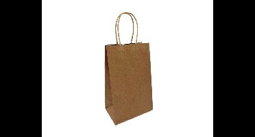 Papieren Tasjes Middel Kraft Bruin - 13x8x21cm - 10 stuks