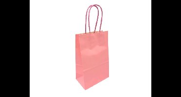 Papieren Tasjes Middel Roze - 13x8x21cm - 10 stuks