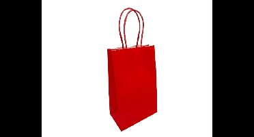 Papieren Tasjes Middel Rood - 13x8x21cm - 10 stuks