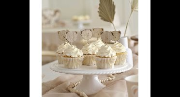 Houten Teddy Beer Cupcake Toppers Ginger Ray (6st)