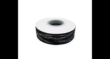 Satijnlint Dots Zwart&Goud - 22 meter