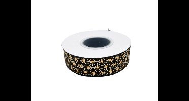 Satijnlint Geo Zwart&Goud - 22m