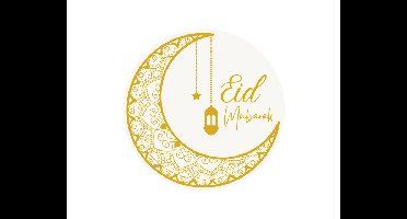 Stickers Eid Mubarak Lantaarn - Wit&Goud - 24 stuks