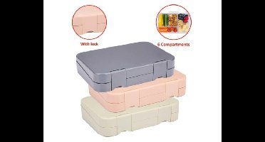 Alpina Lunchbox met vakjes - 21x15x4,5cm - Beige/groen