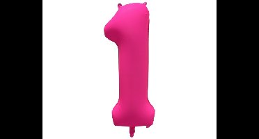 Folieballon Cijfer 1 - Neon Roze - 86x70cm