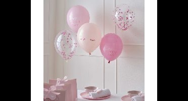 Confetti Ballonnen Happy Birthday Roze Ginger Ray (5st)