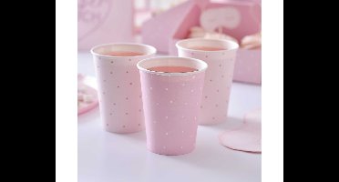 Bekers - Roze Polka Dots Ginger Ray - 8 stuks