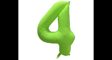 Folieballon Cijfer 4 - Neon Groen - 86x70cm