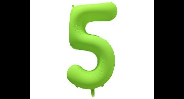 Folieballon Cijfer 5 - Neon Groen - 86x70cm