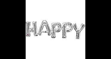 Folieballon'HAPPY'Zilver