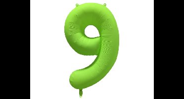 Folieballon Cijfer 9 - Neon Groen - 86x70cm