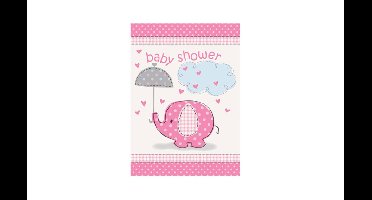 Uitnodiging Olifantje Roze - 8 stuks