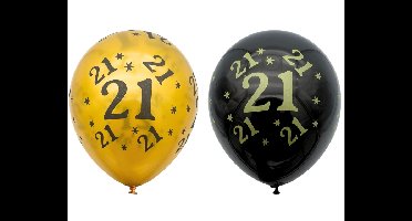 Ballonnen 21 Jaar Goud&Zwart (10st)