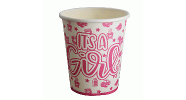 Bekers It's A Girl Roze - 10 stuks