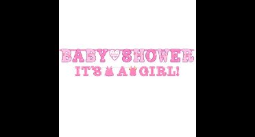 Letterslinger'Babyshower It's A Girl'Roze