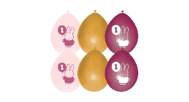 Ballonnen Nijntje Roze 1 jaar - 5 stuks