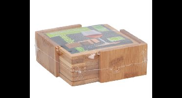 Onderzetters Bamboe met houder (7dlg)