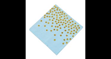 Servetten Dots Blauw/Goud (20st)