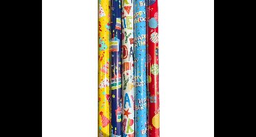 Cadeaupapier Happy Birthday - 70x200cm - 5 rollen