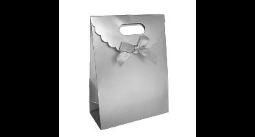 Kartonnen Cadeautas Strikje Zilver