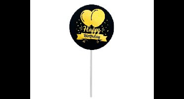 Caketopper Happy Birthday Zwart/Goud