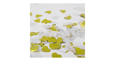 Zijdevloei Confetti Hartjes Goud/Wit (15g)
